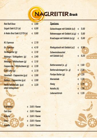 Naglreiter Katalog | Fruehstueck Menu | 6.4.2022 - 30.4.2022