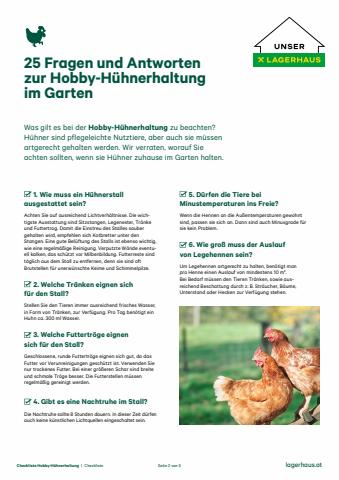 Lagerhaus Katalog | Checkliste Hobbyfarming - Hühnerhaltung | 21.6.2022 - 30.6.2022