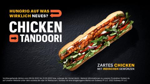 Angebote von Restaurants in Linz | Subway Tandoori Chicken in Subway | 27.4.2022 - 27.5.2022