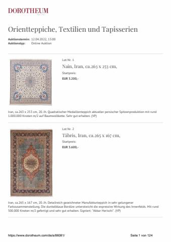 Dorotheum Juwelier Katalog | Orientteppiche, Textilien und Tapisserien | 11.4.2022 - 12.4.2022