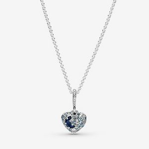 Funkelnde blaue Mond & Sterne Herz Halskette für 99€ in Pandora