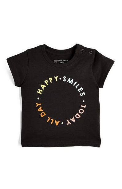Schwarzes „Happy“ T-Shirt für Babys (J) für 1,8€