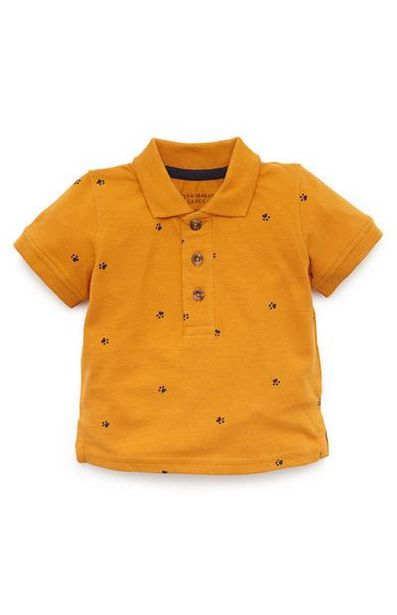 Senffarbenes Poloshirt mit Pfoten-Print für Babys (J) für 3,5€