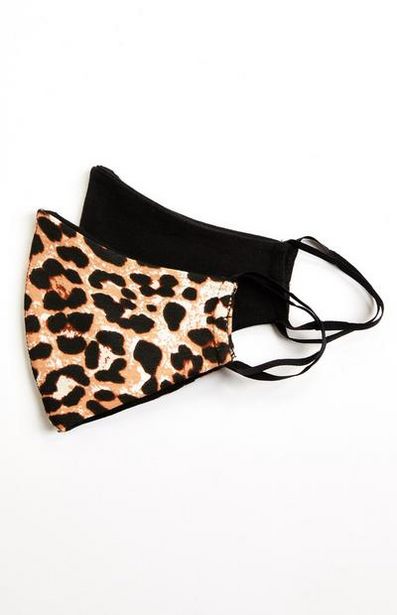 Jersey-Maske mit Leopardenmuster/in Schwarz, 2er-Pack für 3€ in Primark