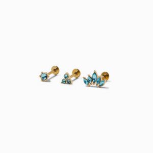 Aqua Crown 16G Gold Cartilage Earrings - 3 Pack für 8,49€ in Claire's