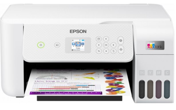 EPSON Multifunktionsdrucker EcoTank ET-2826, 5 S/min Farbe, Refill-System, Tinte, Wi-Fi, Weiß für 239€