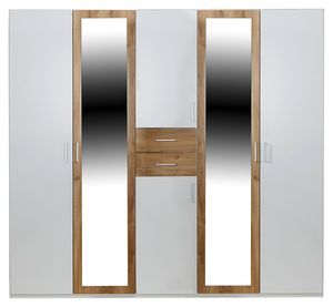 Drehtürenschrank Mit Spiegel 225cm Diver, Weiß/ Eiche Dekor für 288€ in Möbelix