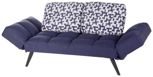 2-Sitzer-Sofa Mit Schlaffunktion Rolo mit Kissen Blau für 269€ in Möbelix