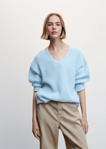 Gerippter Pullover mit V-Ausschnitt für 22,99€ in Mango