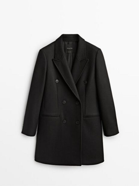 Kurzer Zweireihiger Mantel In Schwarz für 249€ in Massimo Dutti