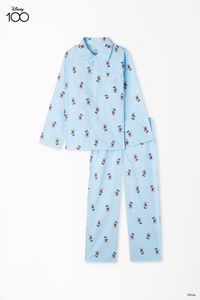 Langer Pyjama für Jungen mit Knopfleiste aus Baumwolltuch mit Disney 100-Print für 24,99€ in Tezenis